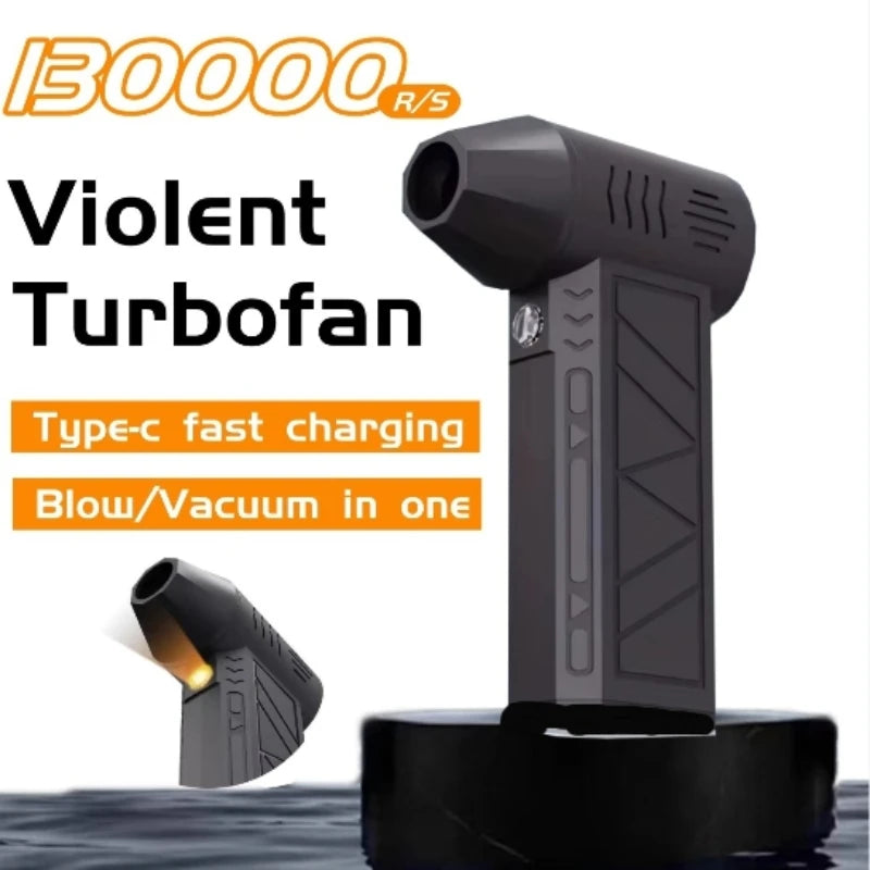 Mini Violent Air Blower 130000RPM Brushless Handheld Electric Turbo Jet Fan Wind Speed 32m/s Overheat Protection 4000mAh Battery